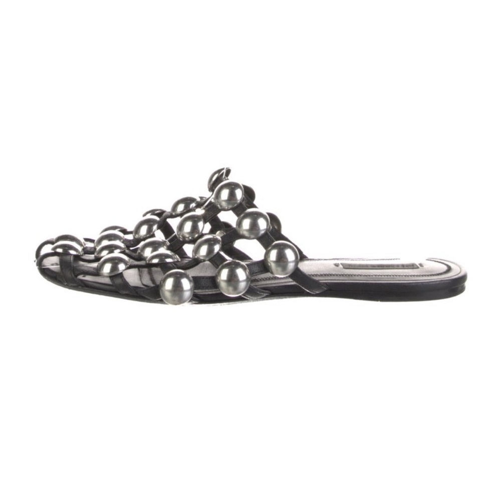 Alexander Wang Black Sandals with Silver Embellishments